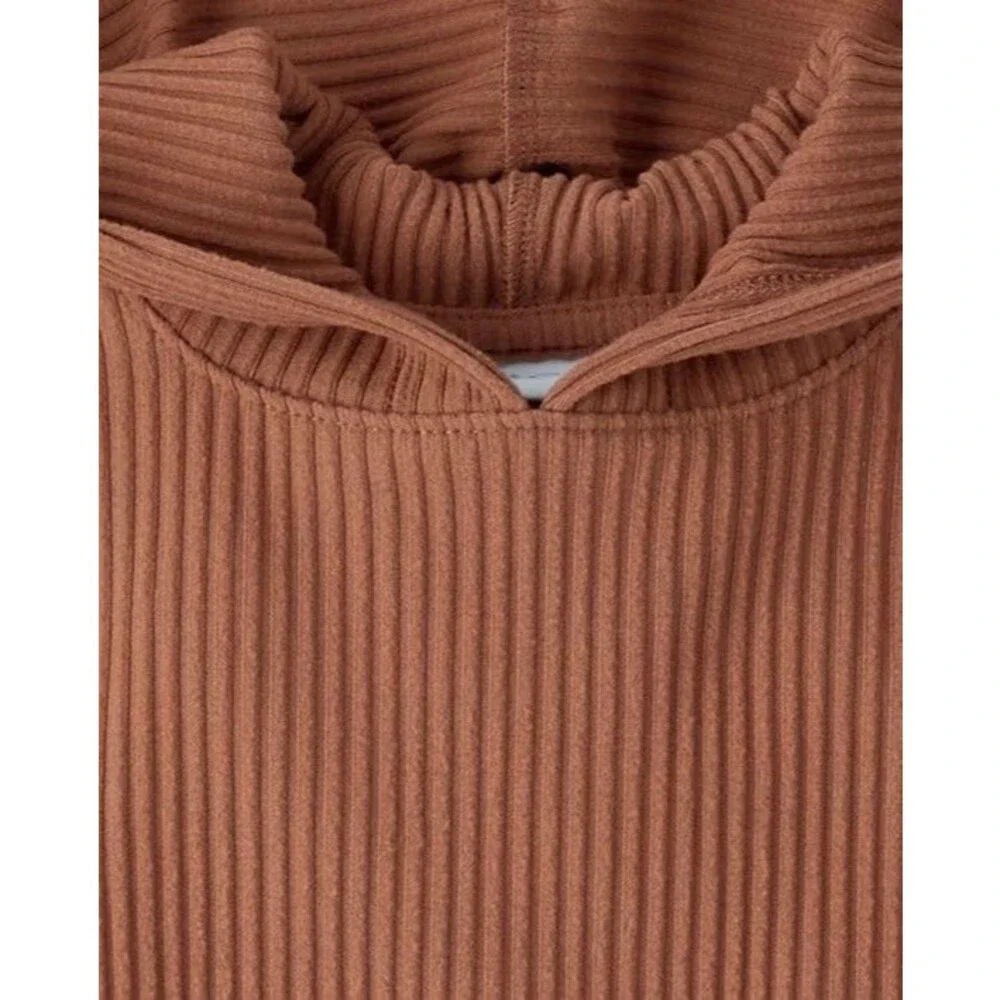 The Children's Place Girls Plush Ribbed Hooded Sweatshirt Pecan Pie XS New
